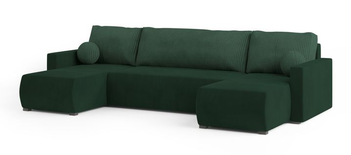 Canapé D'angle Tessun Vert Sapin En Peluche Avec Fonction De Couchage