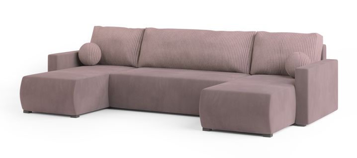 Canapé D'angle Tessun Rose En Peluche Avec Fonction De Couchage