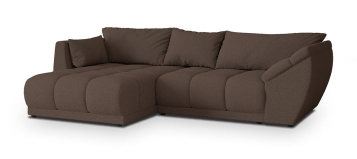 Canapé D'angle Orenti Marron En Bouclé Avec Fonction De Couchage