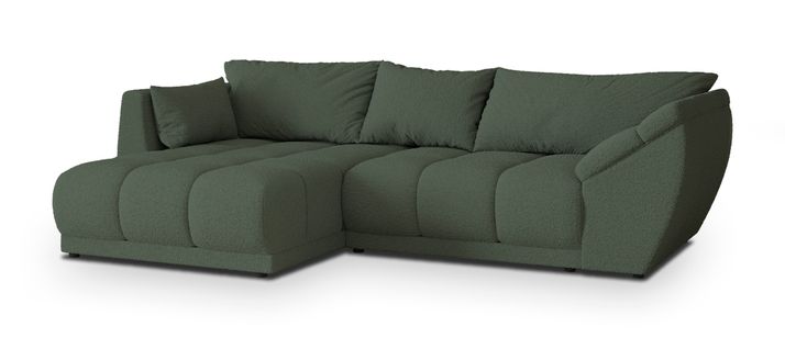 Canapé D'angle Orenti Vert En Bouclé Avec Fonction De Couchage