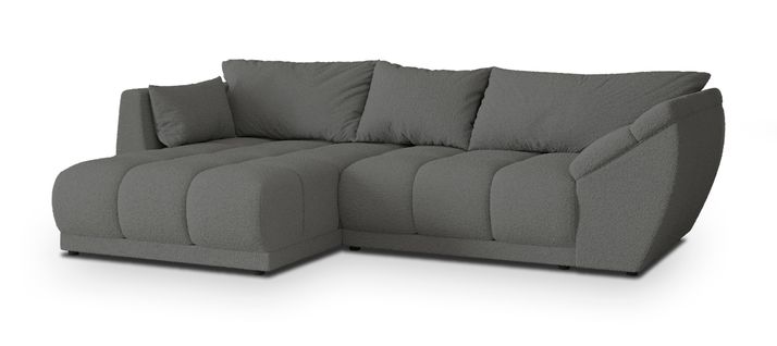Canapé D'angle Orenti Gris En Bouclé Avec Fonction De Couchage