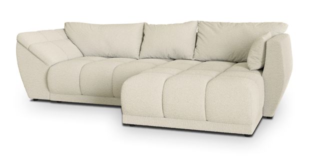 Canapé D'angle Orenti Crème En Bouclé Avec Fonction De Couchage
