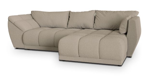 Canapé D'angle Orenti Beige En Bouclé Avec Fonction De Couchage