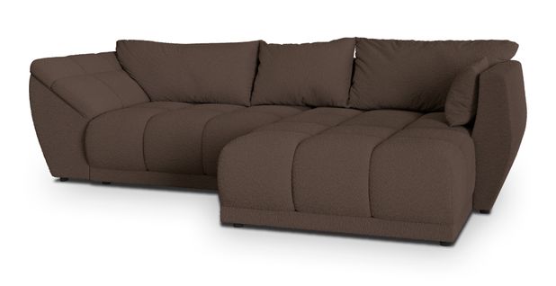 Canapé D'angle Orenti Marron En Bouclé Avec Fonction De Couchage