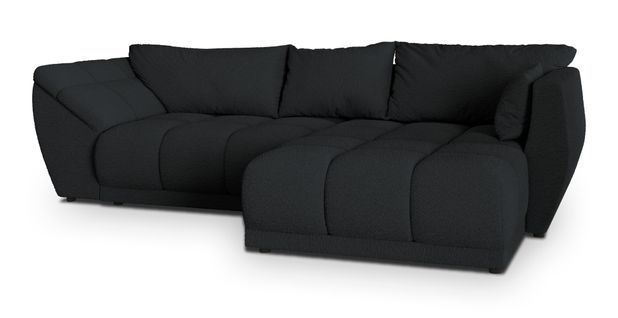 Canapé D'angle Orenti Noir En Bouclé Avec Fonction De Couchage