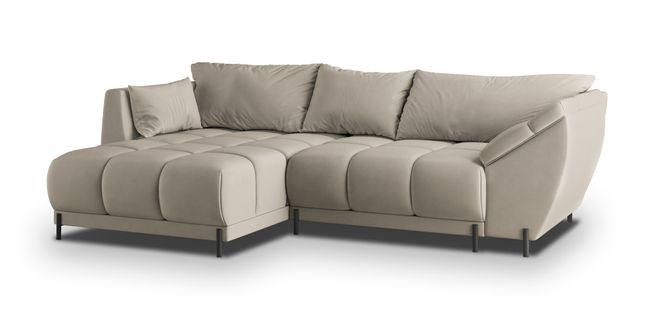 Canapé D'angle Vestano  Beige En Velours Avec Fonction De Couchage