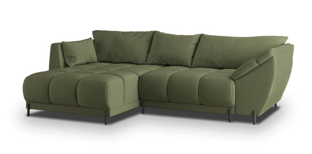 Canapé D'angle Vestano  Vert En Velours Avec Fonction De Couchage