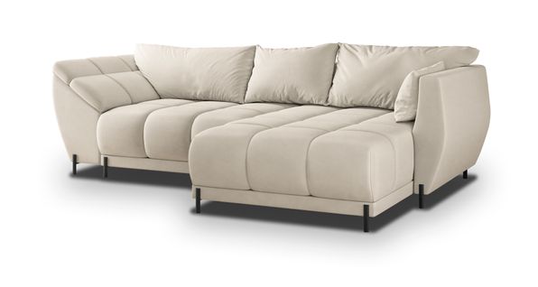 Canapé D'angle Vestano  Crème En Velours Avec Fonction De Couchage