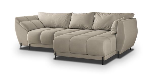 Canapé D'angle Vestano  Beige En Velours Avec Fonction De Couchage