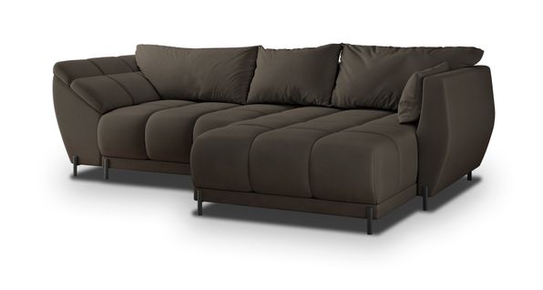 Canapé D'angle Vestano  Marron En Velours Avec Fonction De Couchage