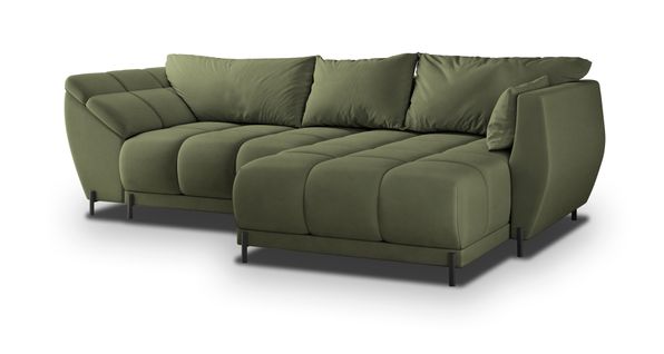 Canapé D'angle Vestano  Vert En Velours Avec Fonction De Couchage