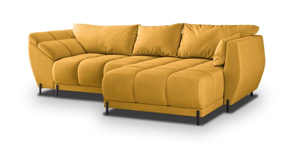 Canapé D'angle Vestano  Jaune En Velours Avec Fonction De Couchage
