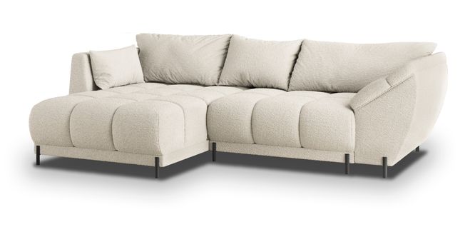 Canapé D'angle Vestano  Crème En Bouclé Avec Fonction De Couchage