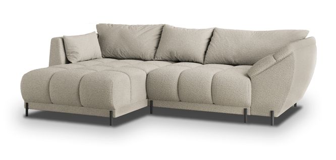 Canapé D'angle Vestano  Beige En Bouclé Avec Fonction De Couchage