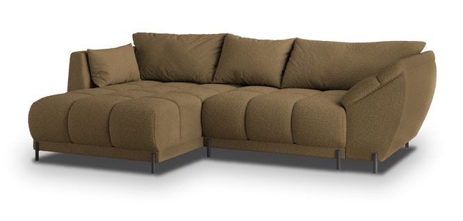 Canapé D'angle Vestano  Orange En Bouclé Avec Fonction De Couchage