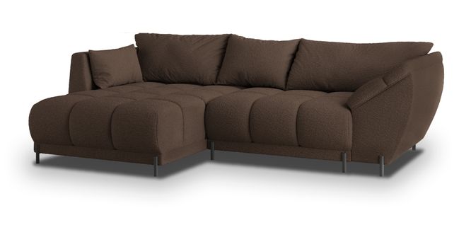 Canapé D'angle Vestano  Marron En Bouclé Avec Fonction De Couchage