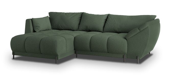 Canapé D'angle Vestano  Vert En Bouclé Avec Fonction De Couchage