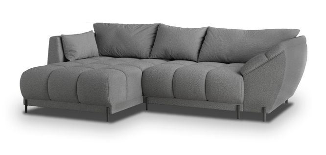 Canapé D'angle Vestano  Gris En Bouclé Avec Fonction De Couchage