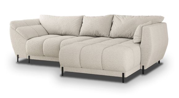 Canapé D'angle Vestano  Crème En Bouclé Avec Fonction De Couchage