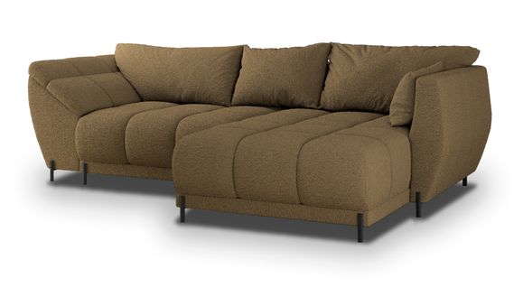 Canapé D'angle Vestano  Orange En Bouclé Avec Fonction De Couchage