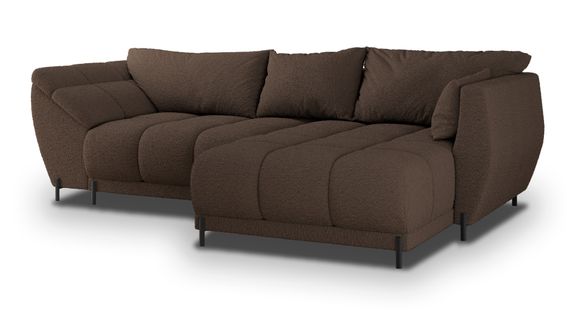Canapé D'angle Vestano  Marron En Bouclé Avec Fonction De Couchage