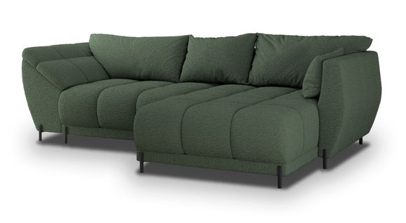 Canapé D'angle Vestano  Vert En Bouclé Avec Fonction De Couchage