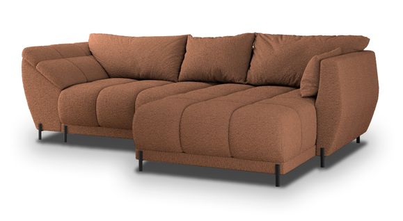 Canapé D'angle Vestano  Cuivré En Bouclé Avec Fonction De Couchage