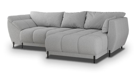 Canapé D'angle Vestano  Gris Clair En Bouclé Avec Fonction De Couchage