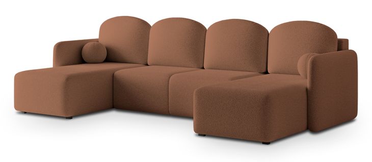 Canapé D'angle Nubero Cuivré En Bouclé Avec Fonction De Couchage