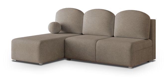 Canapé D'angle Trama Marron En Tissu Texturé Avec Fonction De Couchage