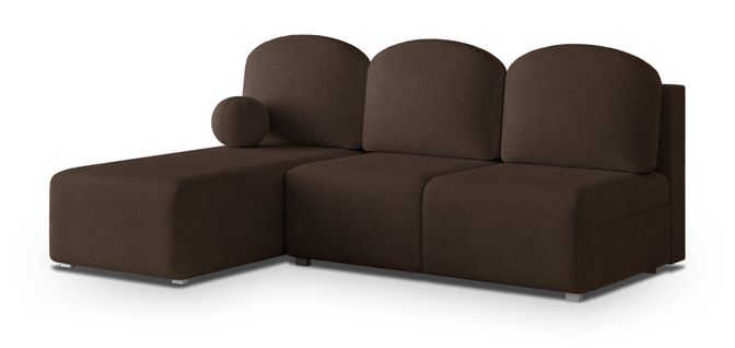 Canapé D'angle Trama Marron En Tissu Texturé Avec Fonction De Couchage