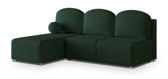 Canapé D'angle Trama Vert En Tissu Texturé Avec Fonction De Couchage