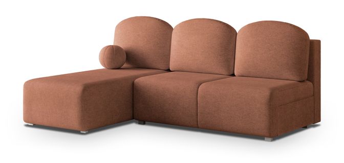 Canapé D'angle Trama Cuivré En Tissu Texturé Avec Fonction De Couchage