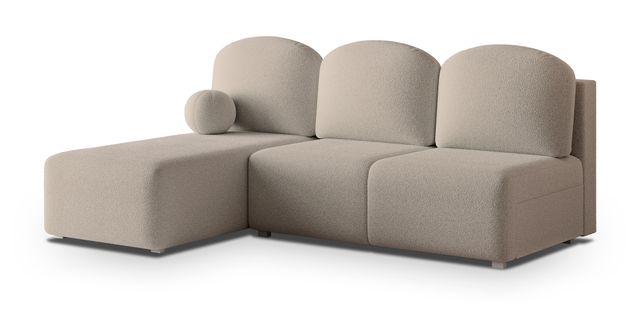 Canapé D'angle Trama Beige En Bouclé Avec Fonction De Couchage