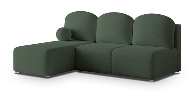 Canapé D'angle Trama Vert En Bouclé Avec Fonction De Couchage