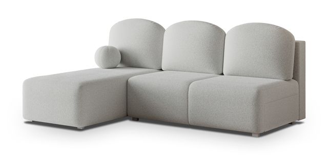 Canapé D'angle Trama Gris Clair En Bouclé Avec Fonction De Couchage