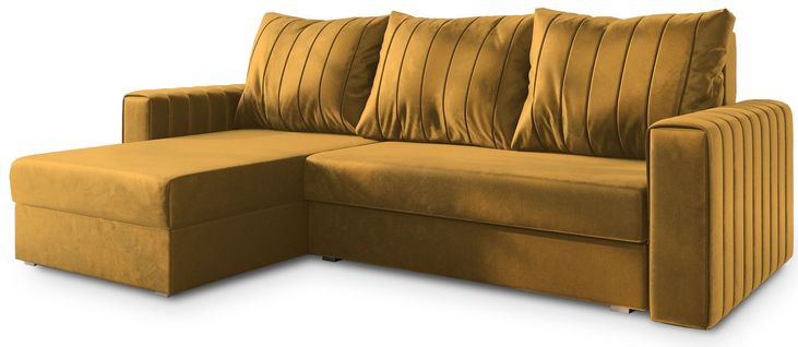 Canapé D'angle Carl Orange En Peluche Avec Fonction De Couchage