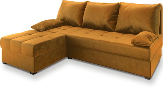 Canapé D'angle Rita Orange En Peluche Avec Fonction De Couchage