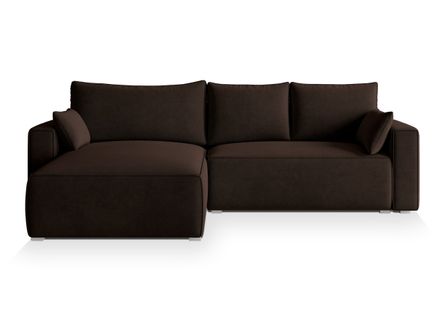 Canapé D'angle Foril Marron En Velours Avec Fonction De Couchage
