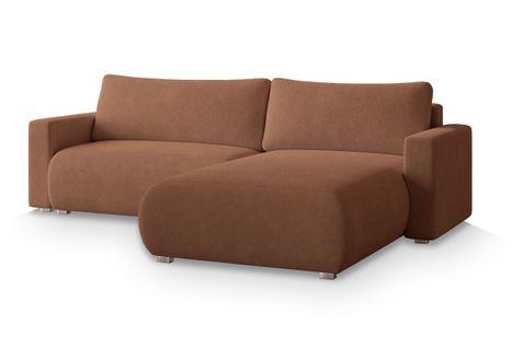 Canapé D'angle Turin Terracotta En Bouclé Avec Fonction De Couchage