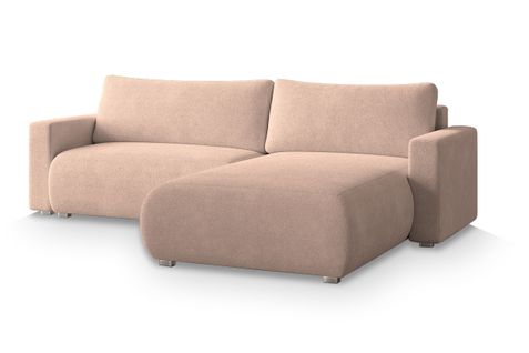 Canapé D'angle Turin Rose En Bouclé Avec Fonction De Couchage