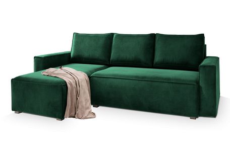 Canapé D'angle Siles Vert Sapin En Velours Avec Fonction De Couchage