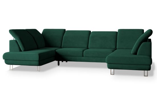 Canapé D'angle Teramo Vert Sapin En Velours Avec Fonction De Couchage