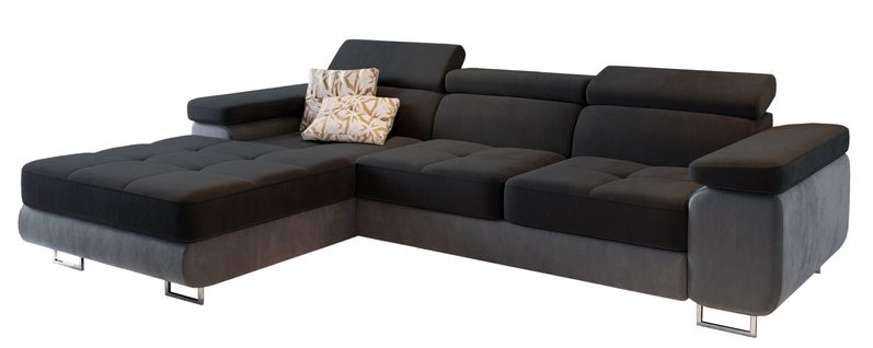Canapé D'angle Elma Noir En Velours Avec Fonction De Couchage