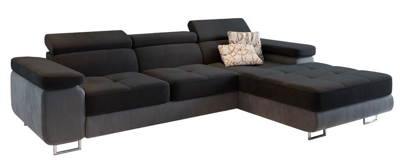 Canapé D'angle Elma Noir En Velours Avec Fonction De Couchage