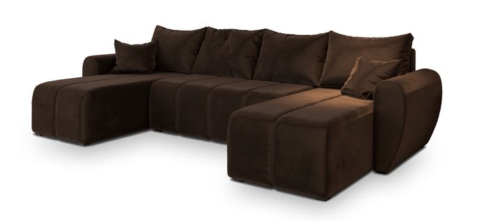 Canapé D'angle Madison Marron En Peluche Avec Fonction De Couchage