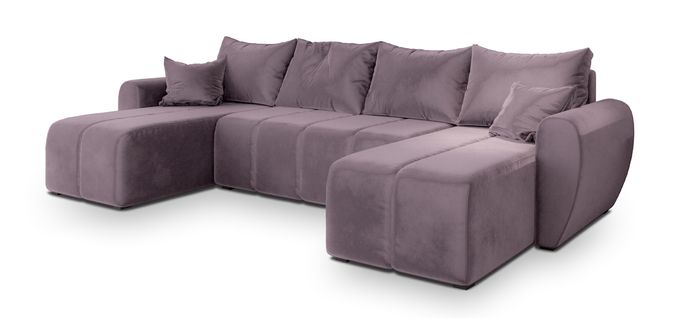 Canapé D'angle Madison Rose En Peluche Avec Fonction De Couchage