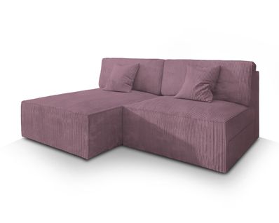 Canapé D'angle Fioro Violet En Velours Côtelé Avec Fonction De Couchage