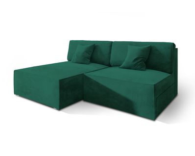 Canapé D'angle Fioro Vert Sapin En Velours Avec Fonction De Couchage