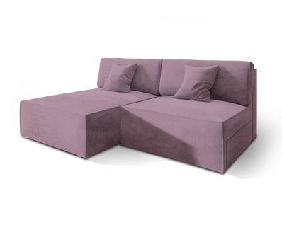 Canapé D'angle Fioro Violet En Velours Avec Fonction De Couchage